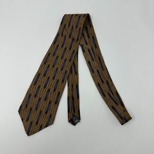 Palatina Imported Silk Tie Brown Blue Geometric Pattern